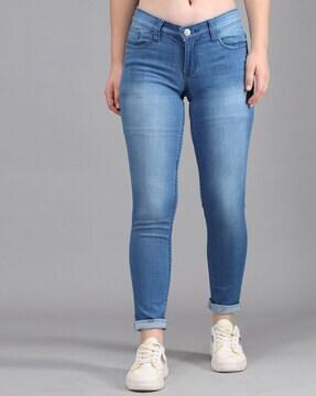 mid-wash slim fit jeans