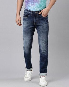 mid-wash slim fit jeans