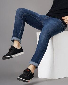 mid-wash slim fit jeans