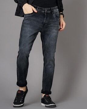 mid-wash slim fit jeans