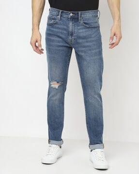 mid-wash slim fit jeans