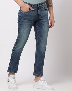 mid-wash slim fit jeans