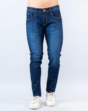 mid-wash slim fit jeans