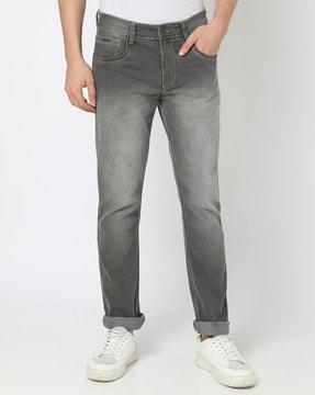 mid-wash slim fit jeans