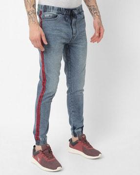 mid-wash slim fit jogger jeans