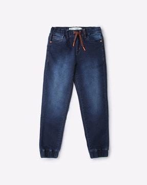 mid-wash slim fit jogger jeans