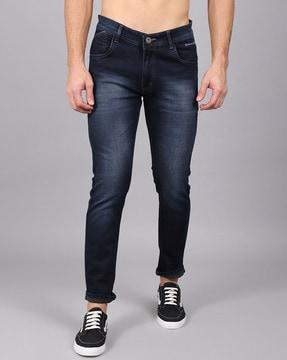 mid-wash slim jeans with insert pockets