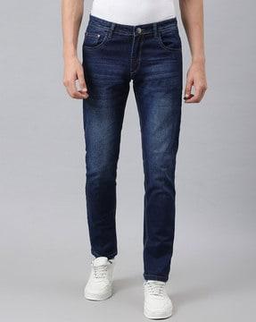mid-wash slim jeans with insert pockets