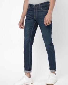 mid-wash slim jeans