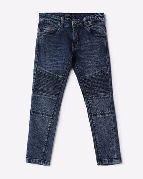 mid-wash straight fit jeans