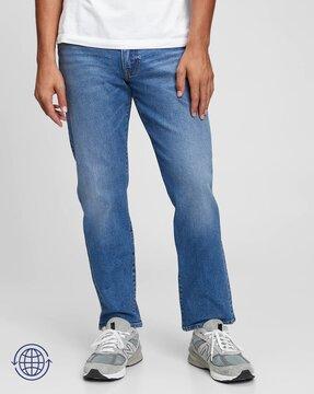 mid-wash straight fit performance jeans