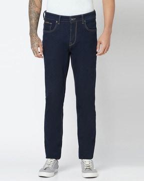 mid-washed skinny fit jeans