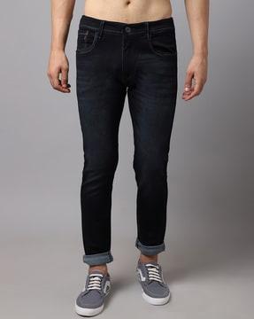 mid washed slim fit jeans