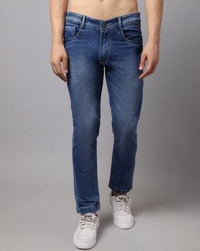 mid washed slim fit jeans
