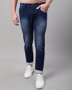 mid washed slim fit jeans