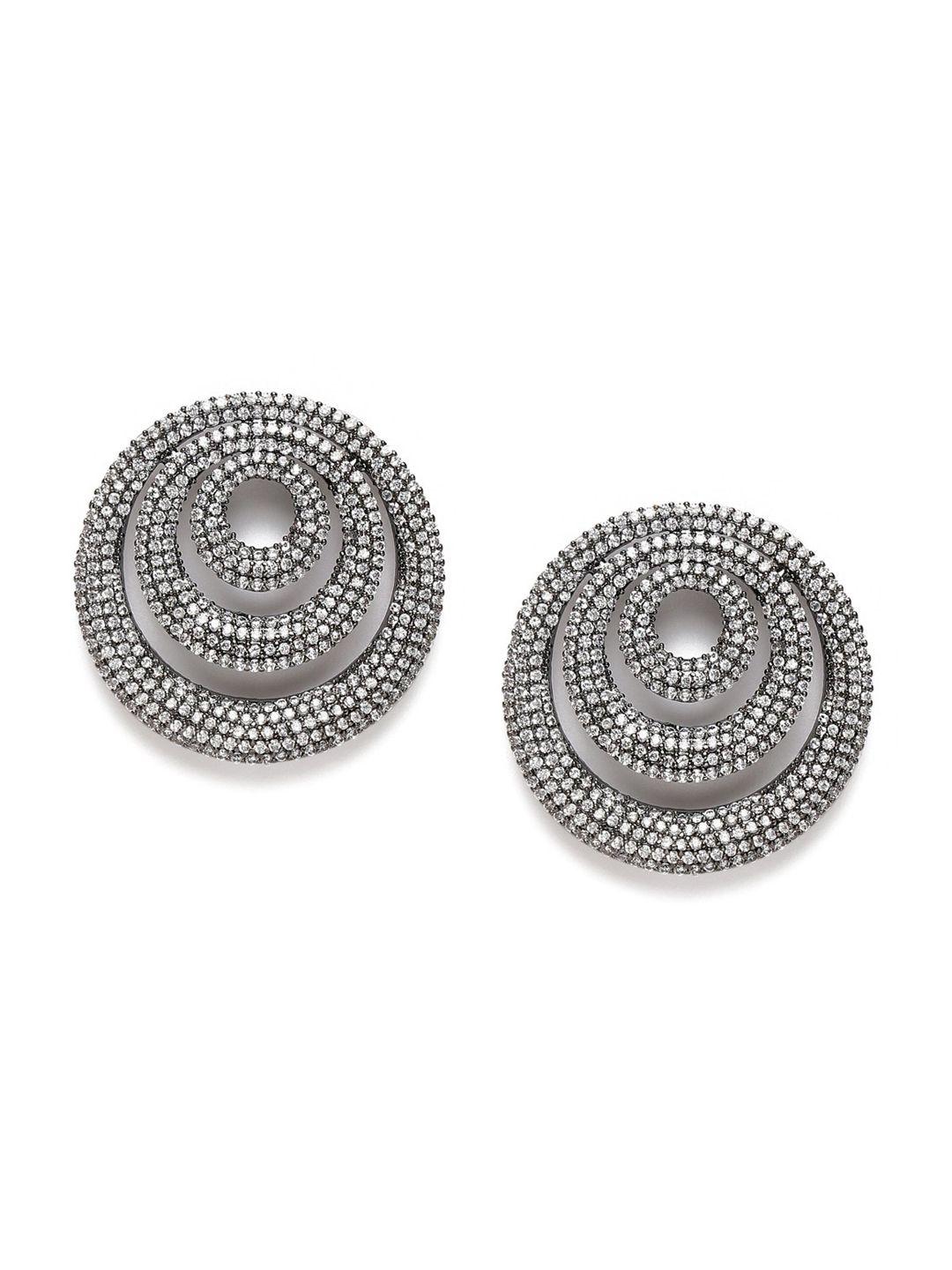 midaskart black contemporary studs earrings