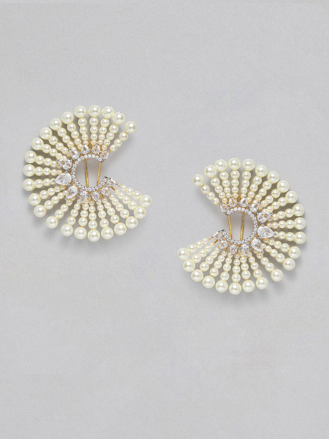 midaskart circular pearl studs earrings