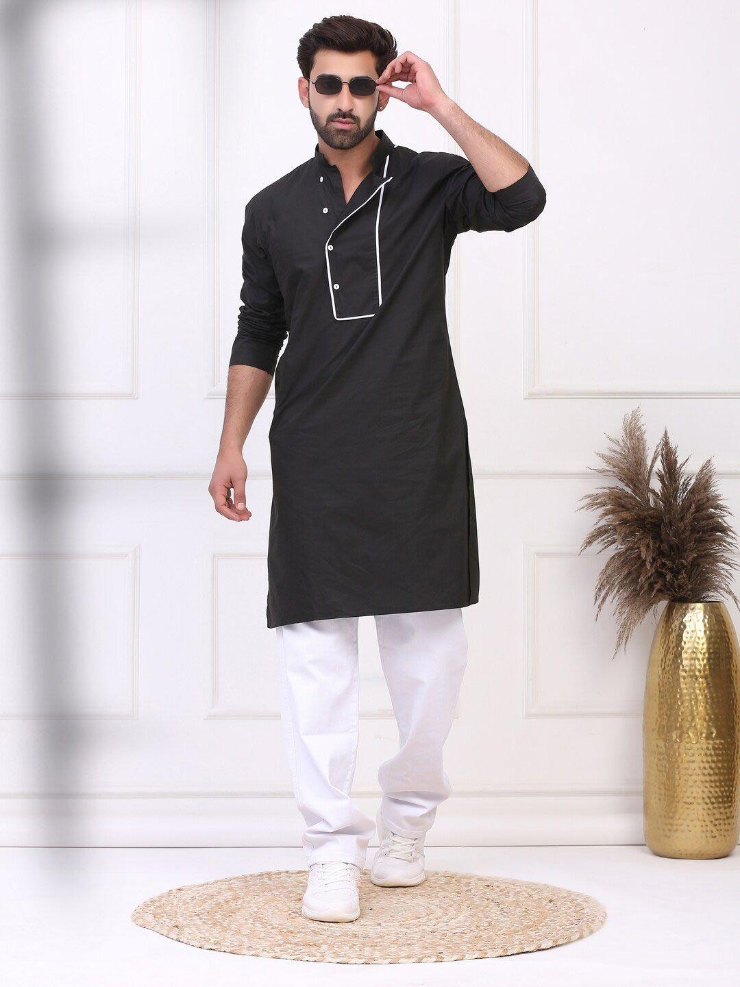 midav mandarin collar long sleeves gotta patti straight kurta