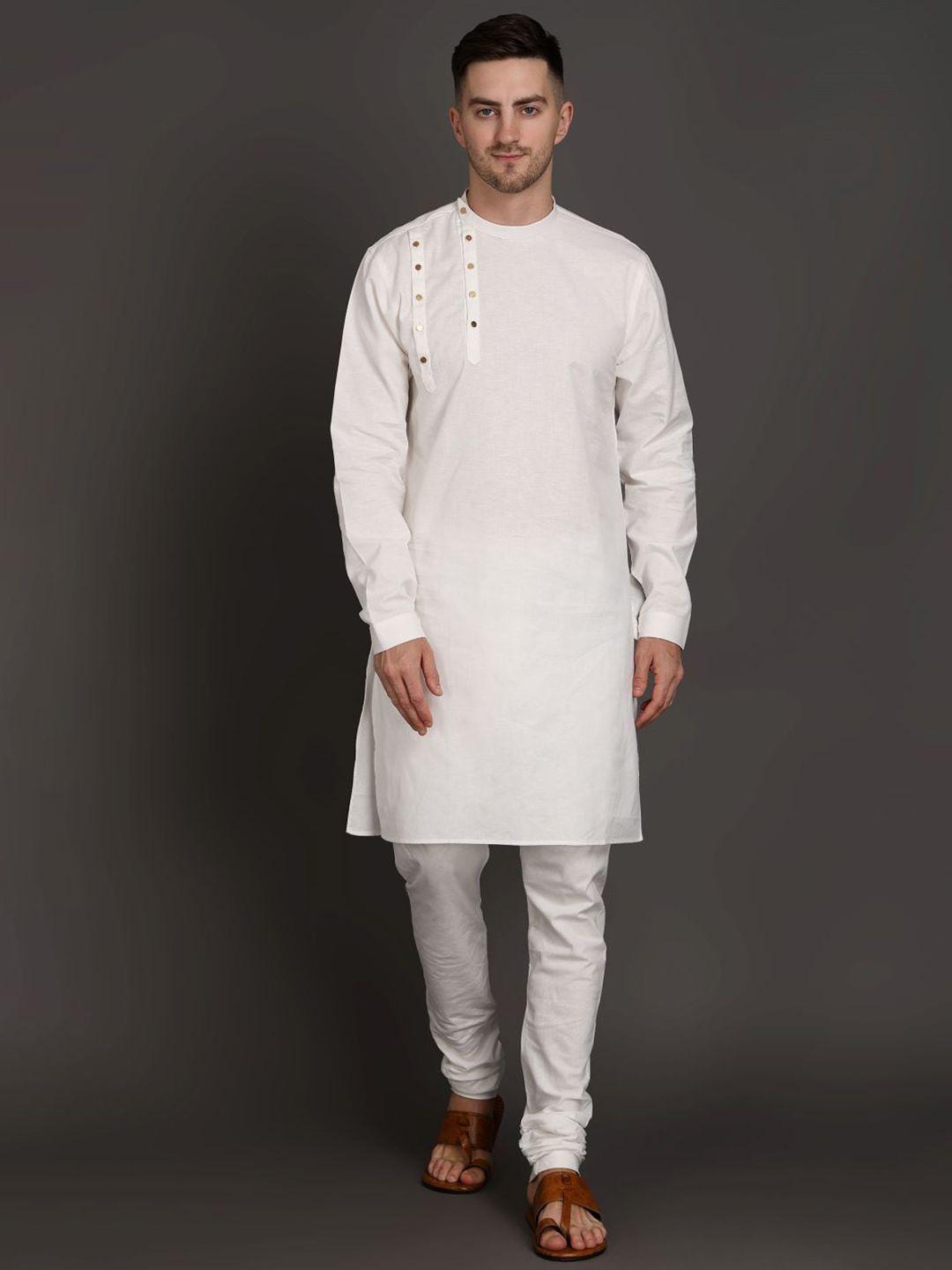 midav round neck button placket straight cotton kurta