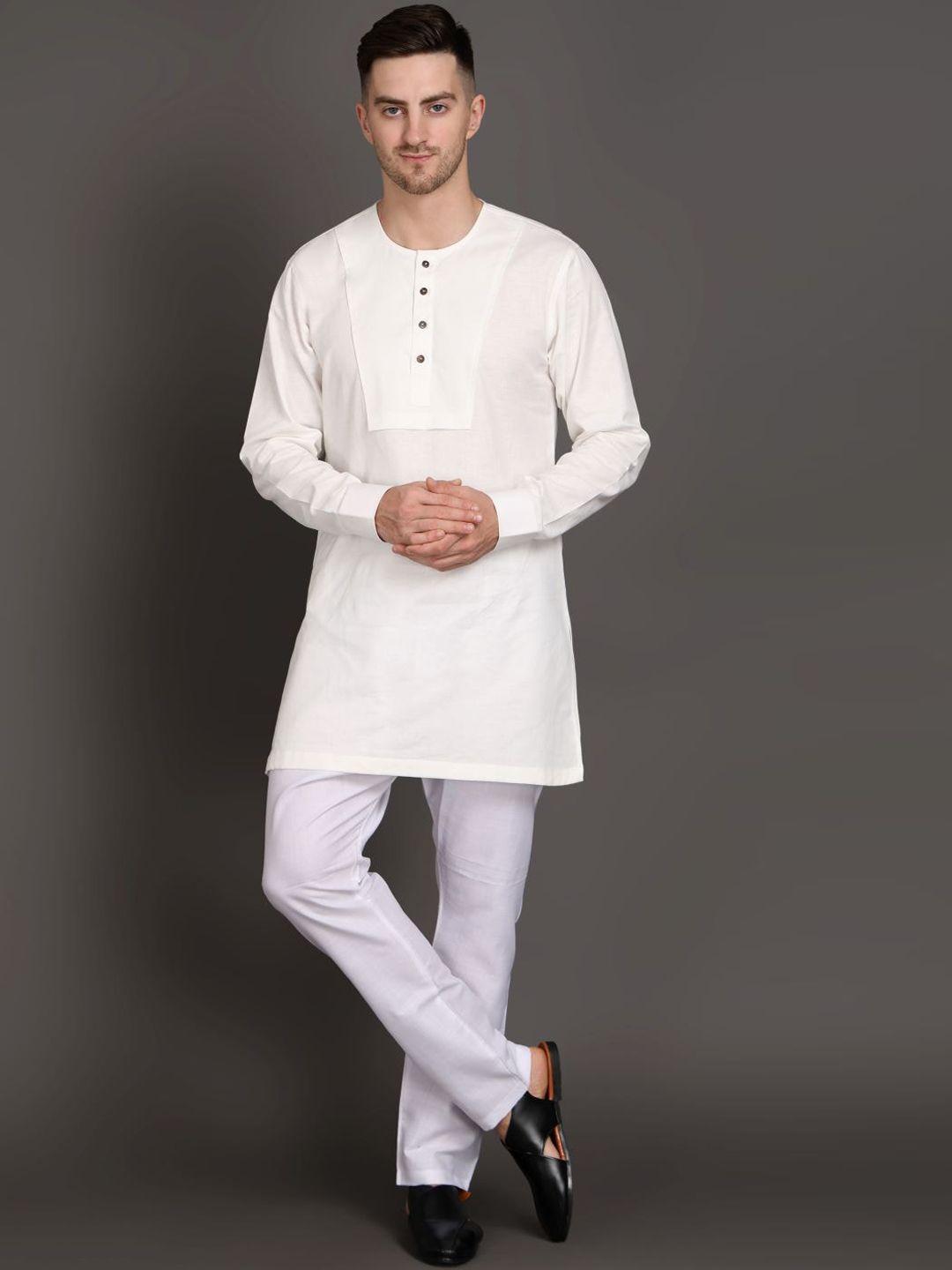 midav yoke detail round neck straight cotton kurta