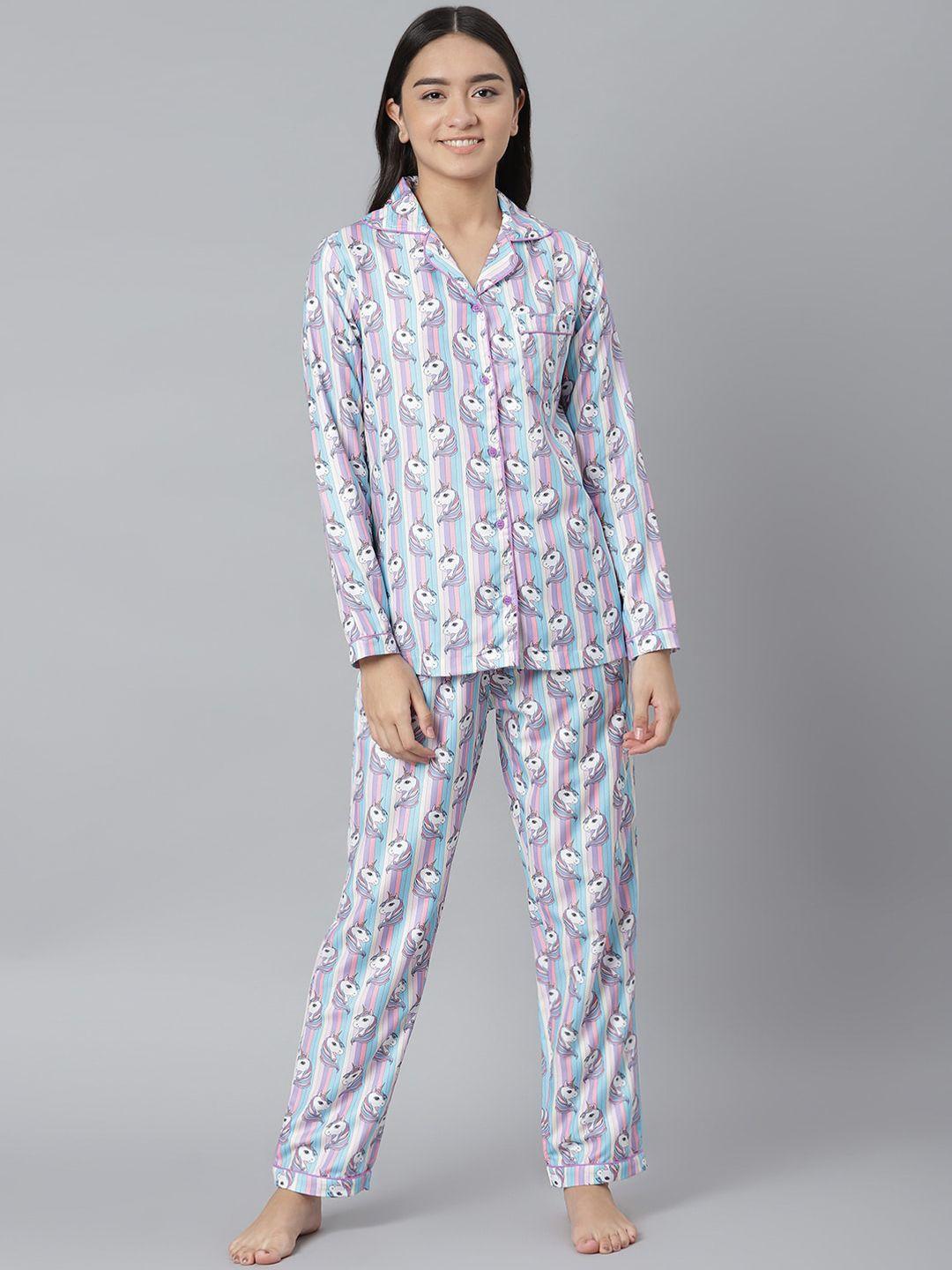 midnight angels by pc women multicoloured printed night suit