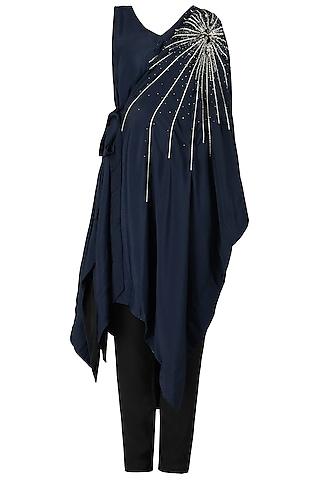 midnight blue embroidered kaftan tunic