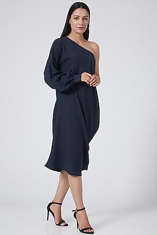 midnight blue one shoulder dress