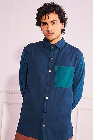 midnight blue shirt with patch pocket