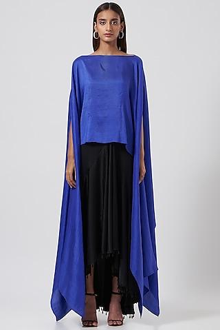 midnight blue silk cape