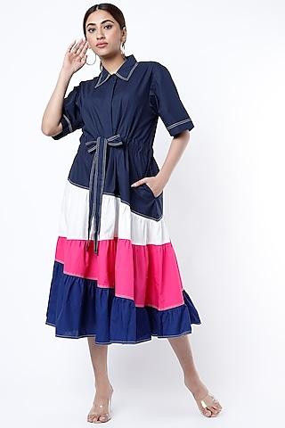 midnight blue tiered dress