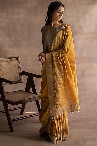 midsummer gold handwoven chanderi saree