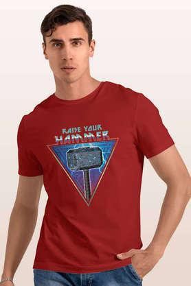 mighty raise your hammer round neck mens t-shirt - red