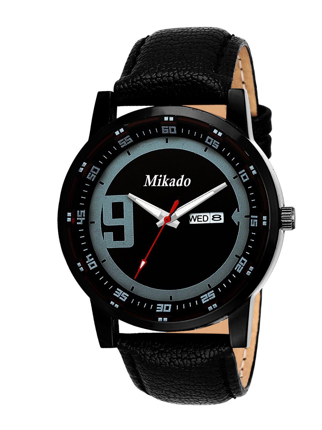 mikado men black analogue watch