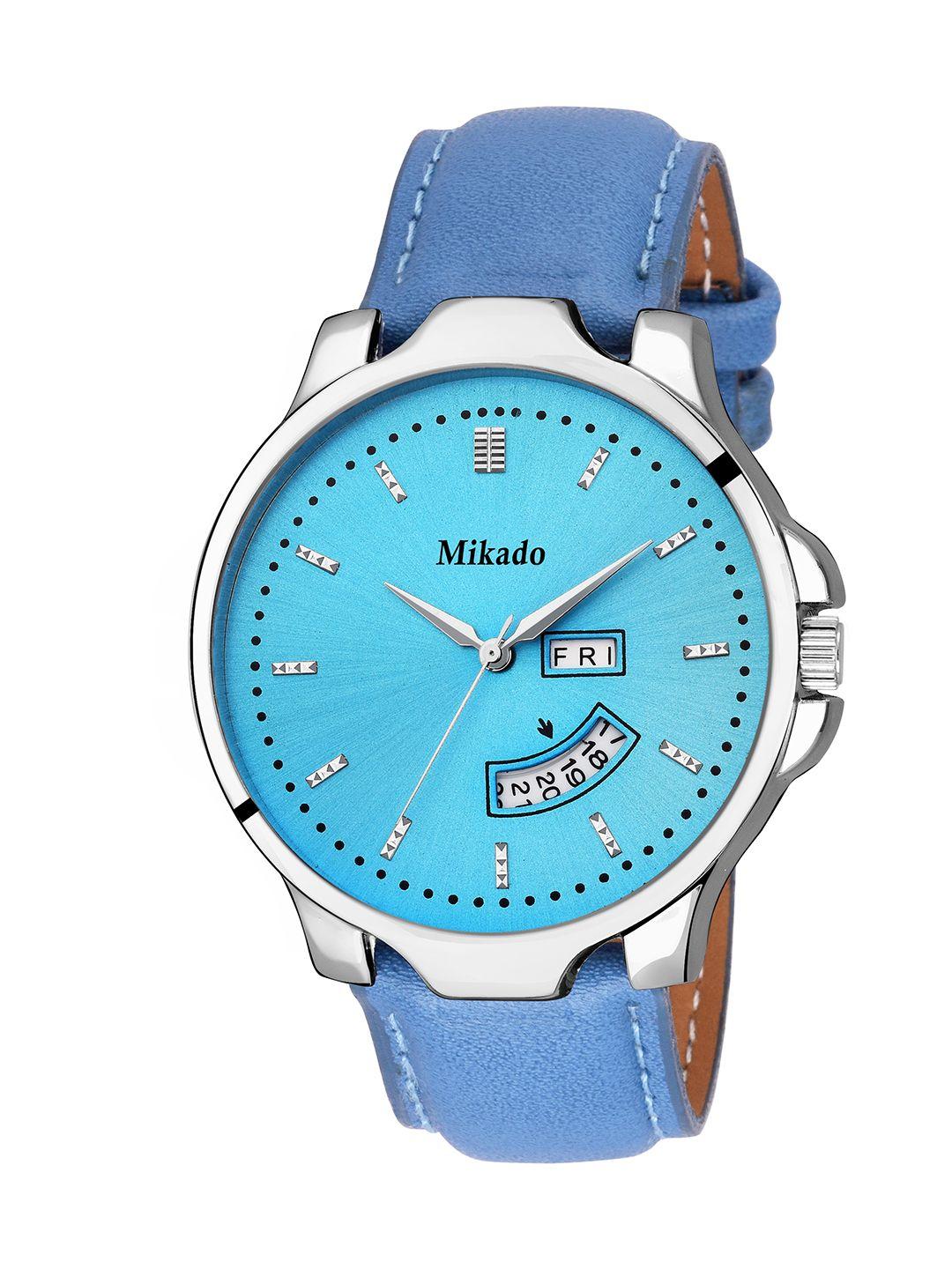 mikado men blue & silver-toned analogue watch 20613