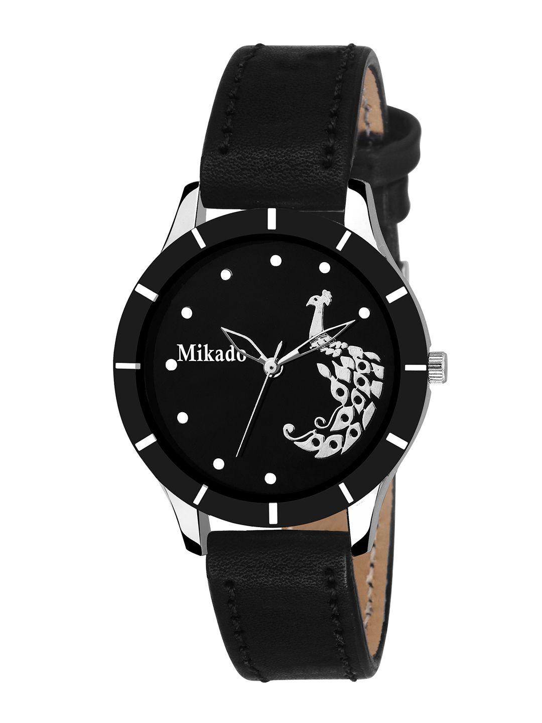 mikado women black analogue watch 50551