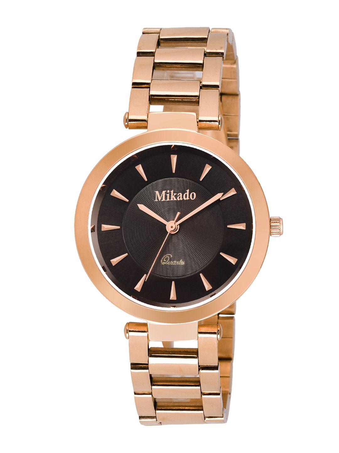 mikado women black analogue watch