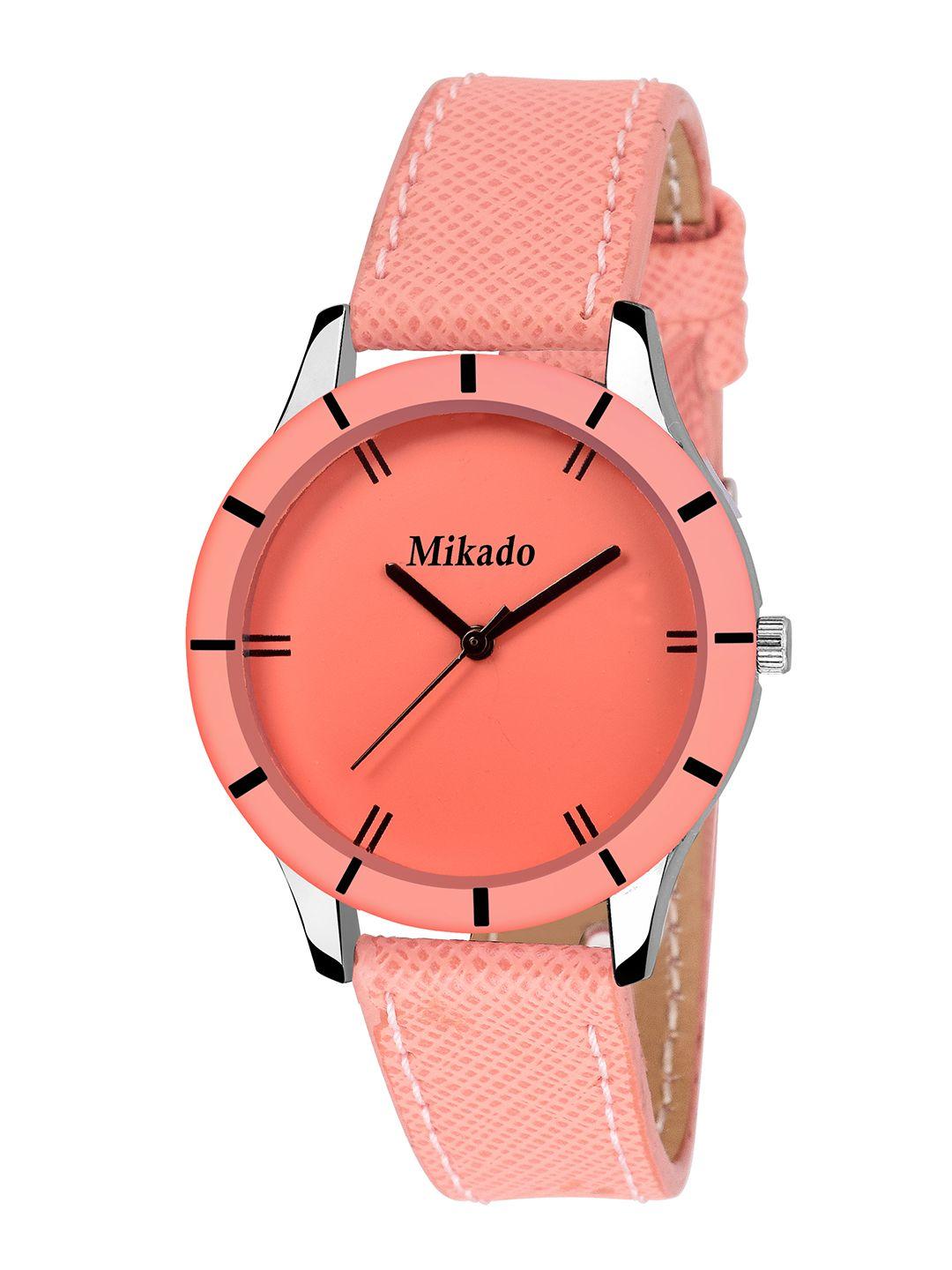 mikado women peach-coloured analogue watch 50553