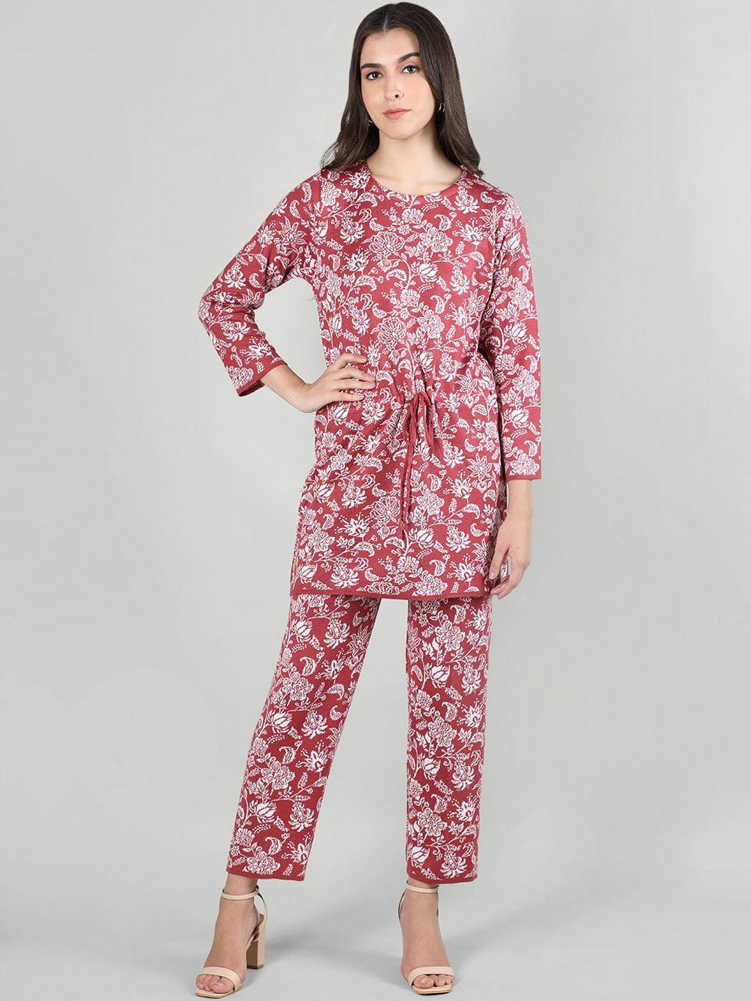 mikhad floral self design a-line kurta with trousers