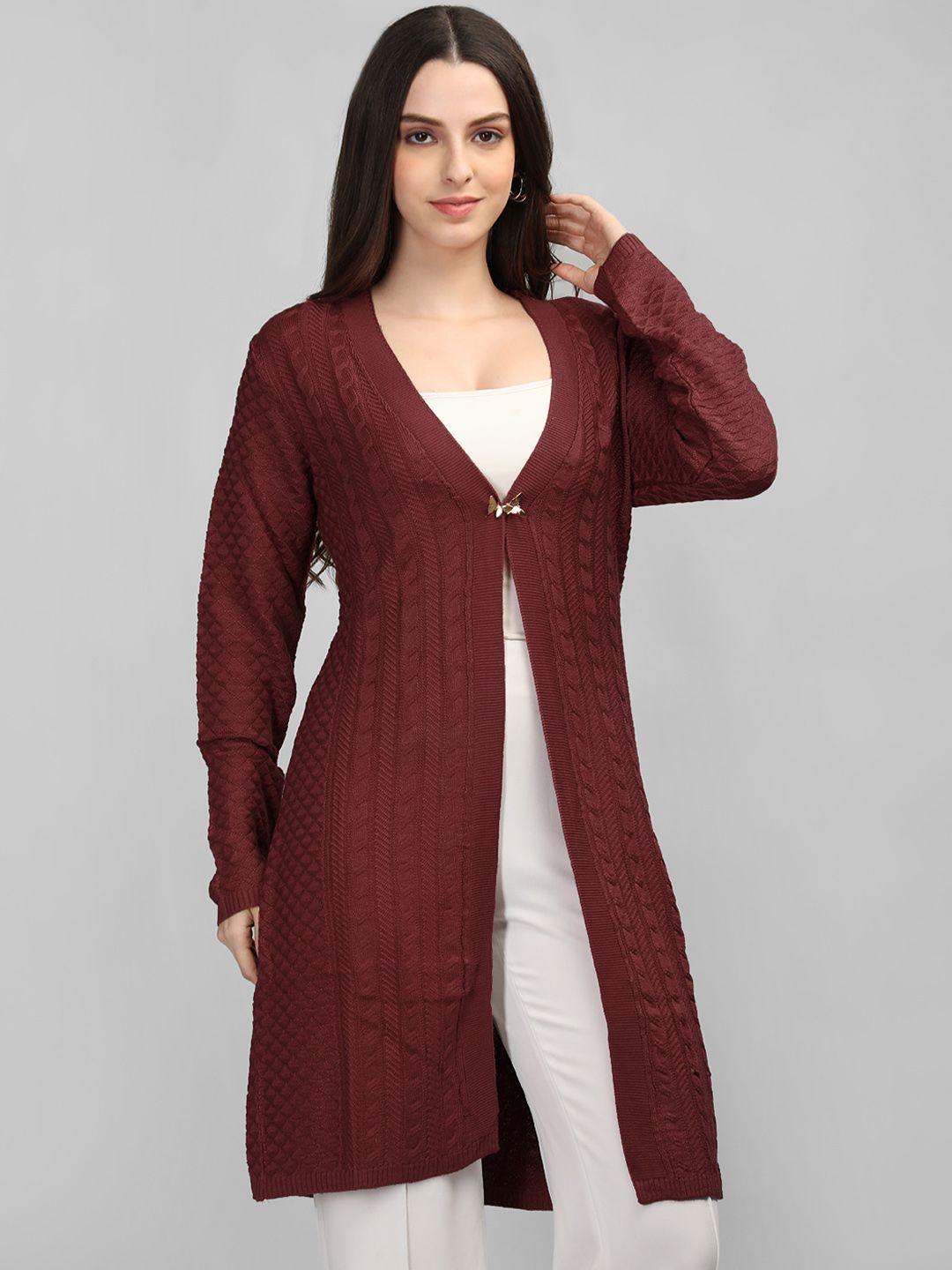 mikhad self design woolen longline winter shrug