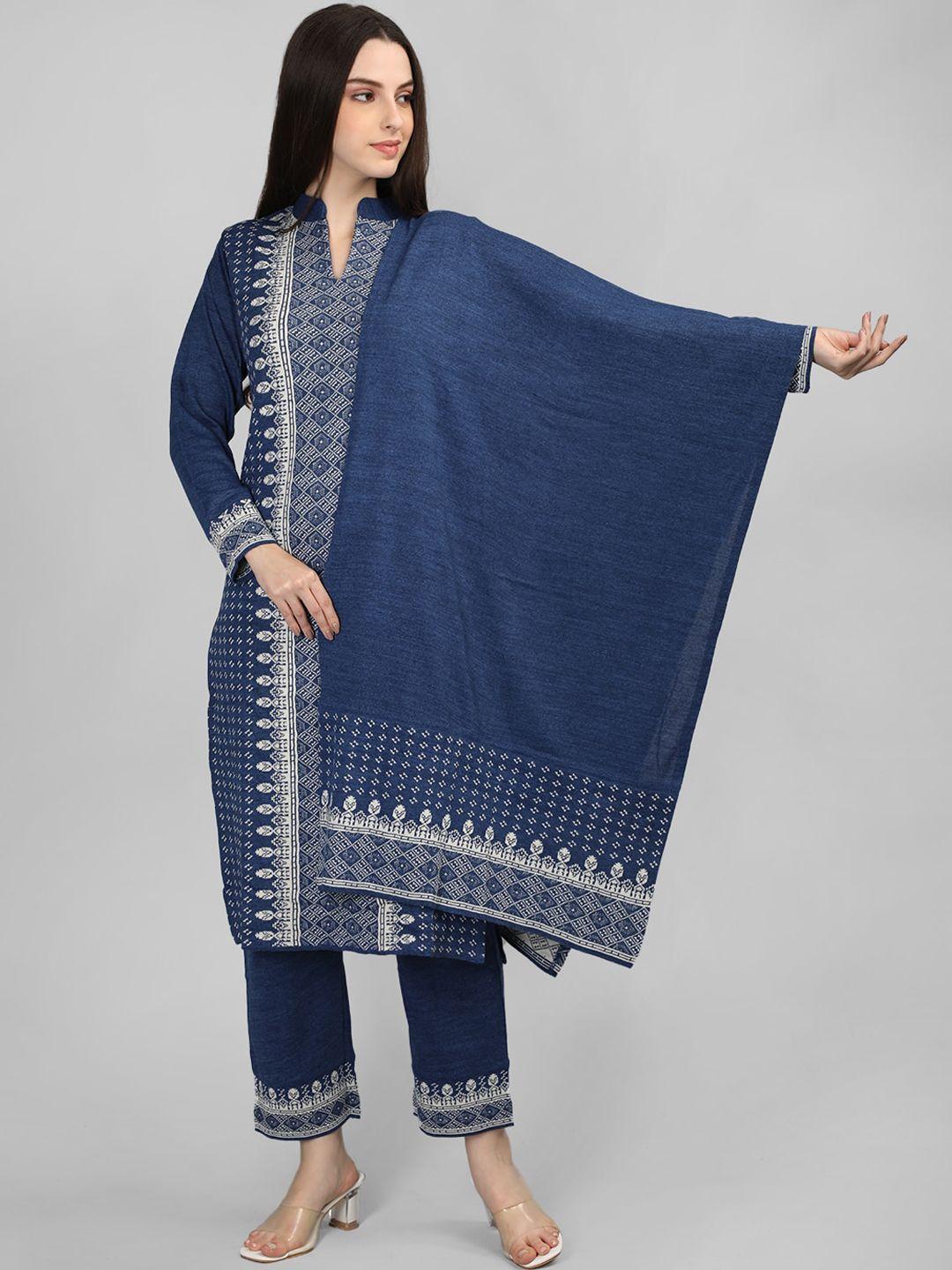 mikhad ethnic motifs woven design kurta with trousers & with dupatta