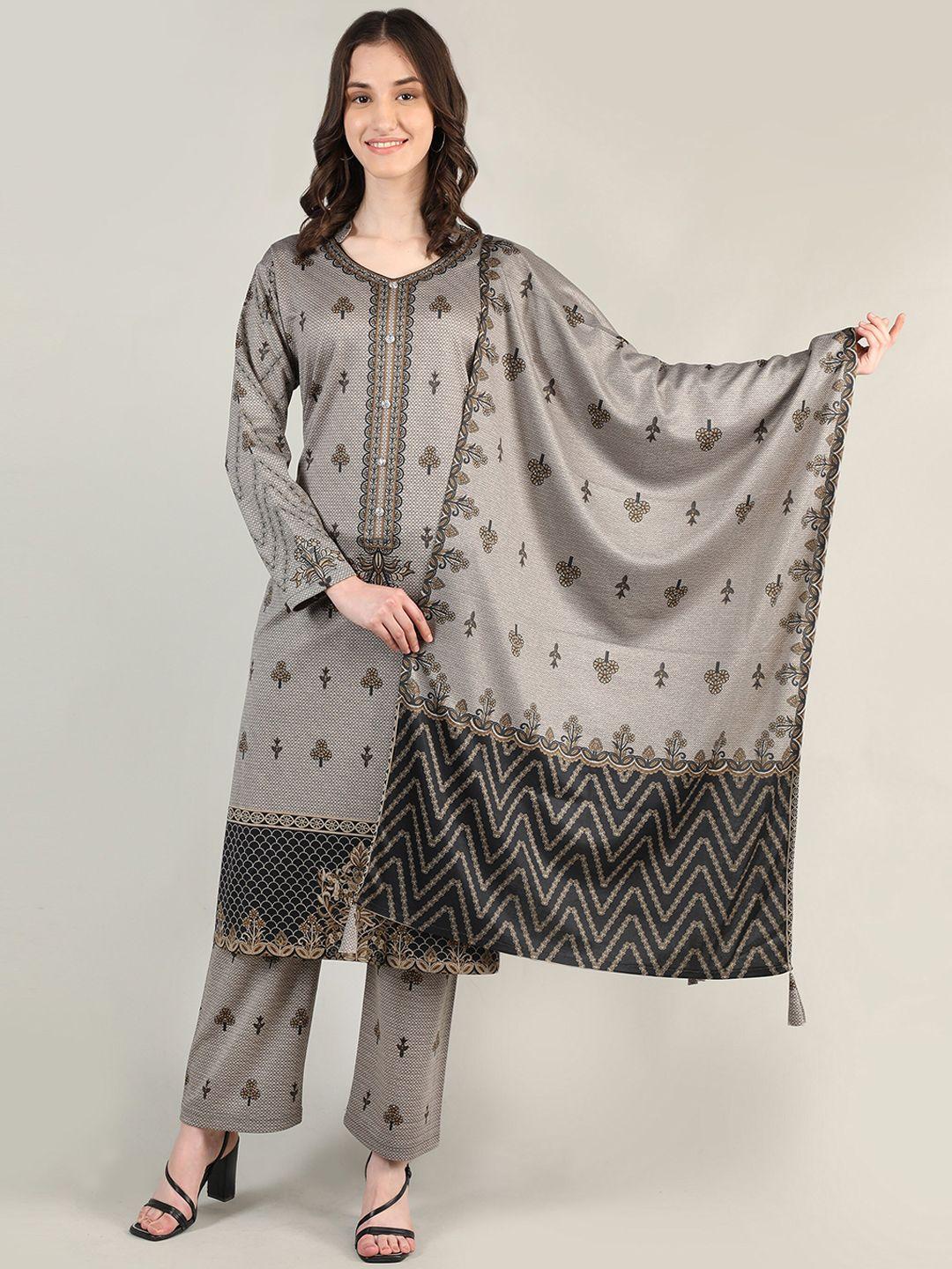 mikhad printed kurta with trousers & with dupatta