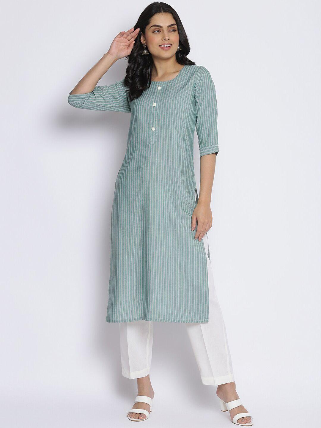 mikhad striped pure cotton straight kurta