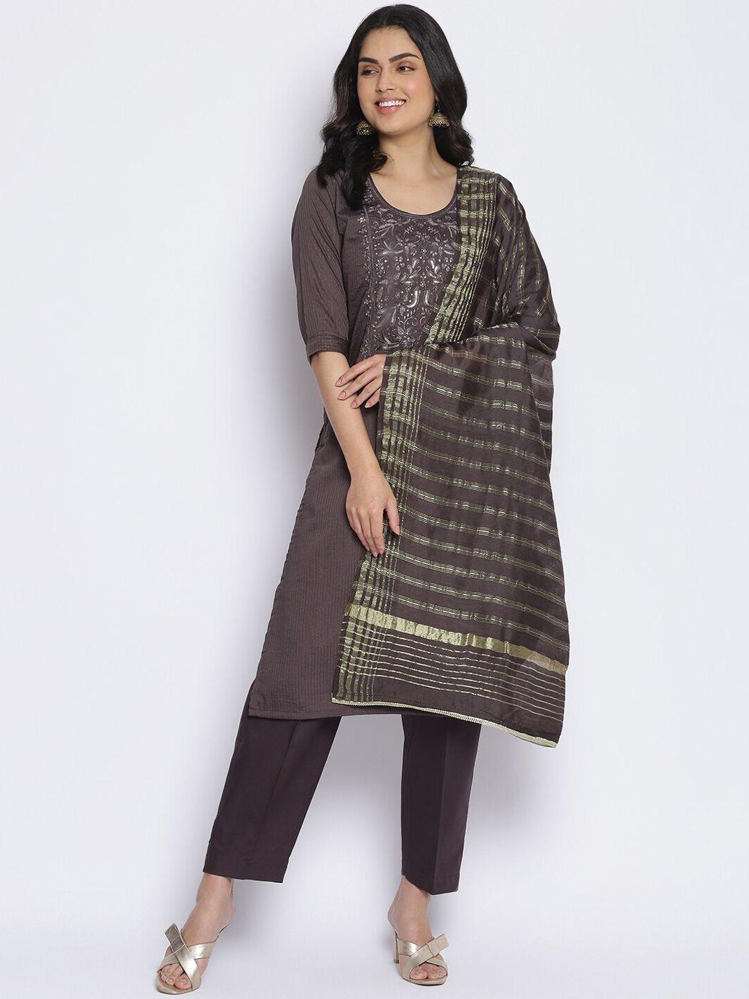 mikhad striped sequinned pure cotton  kurta