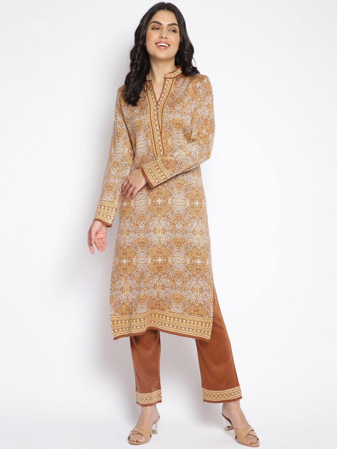 mikhad women ethnic motifs printed jacquard acrylic kurta