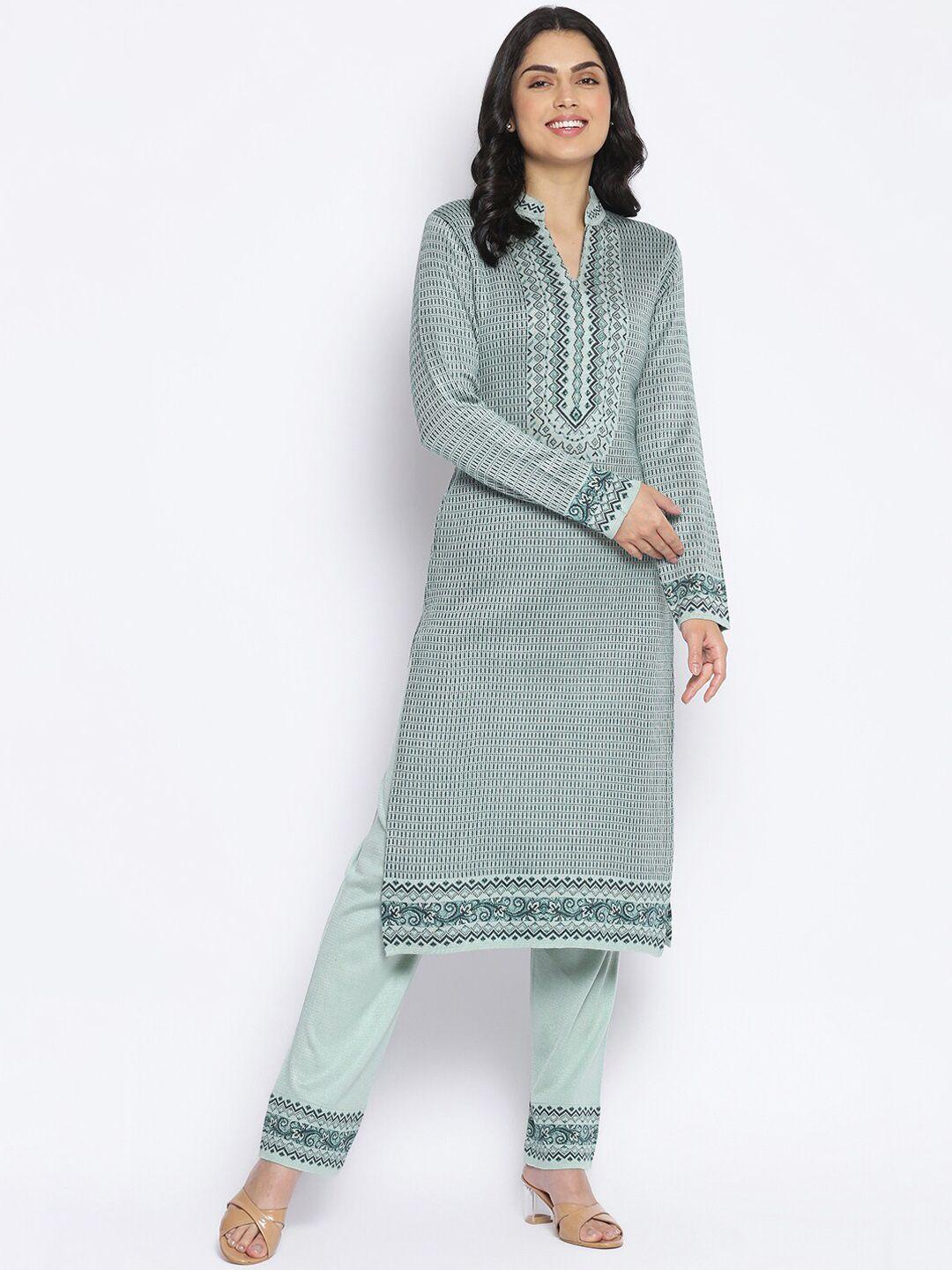 mikhad women self design acrylic kurta with trousers