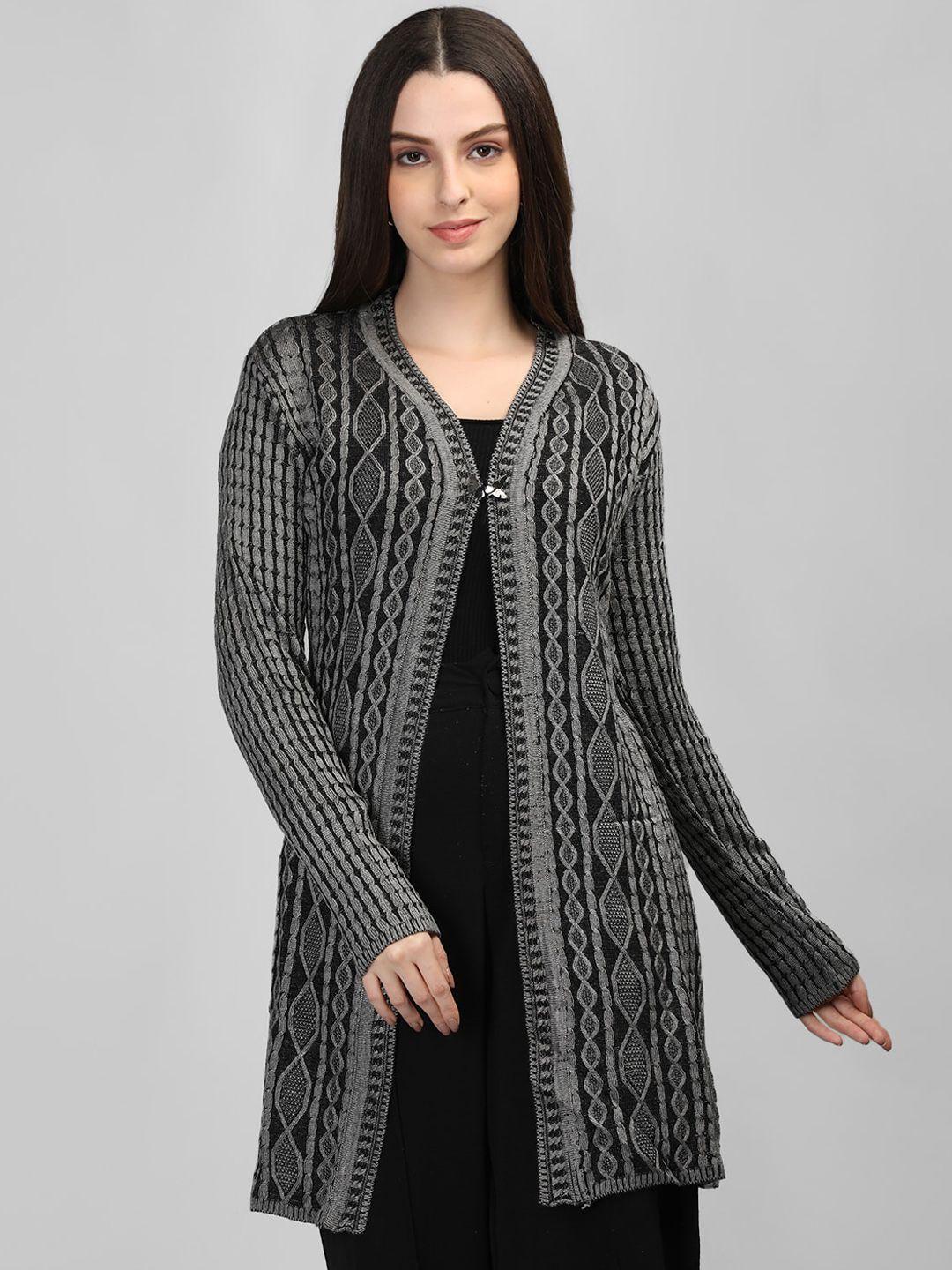 mikhad woven design v-neck open front shrug