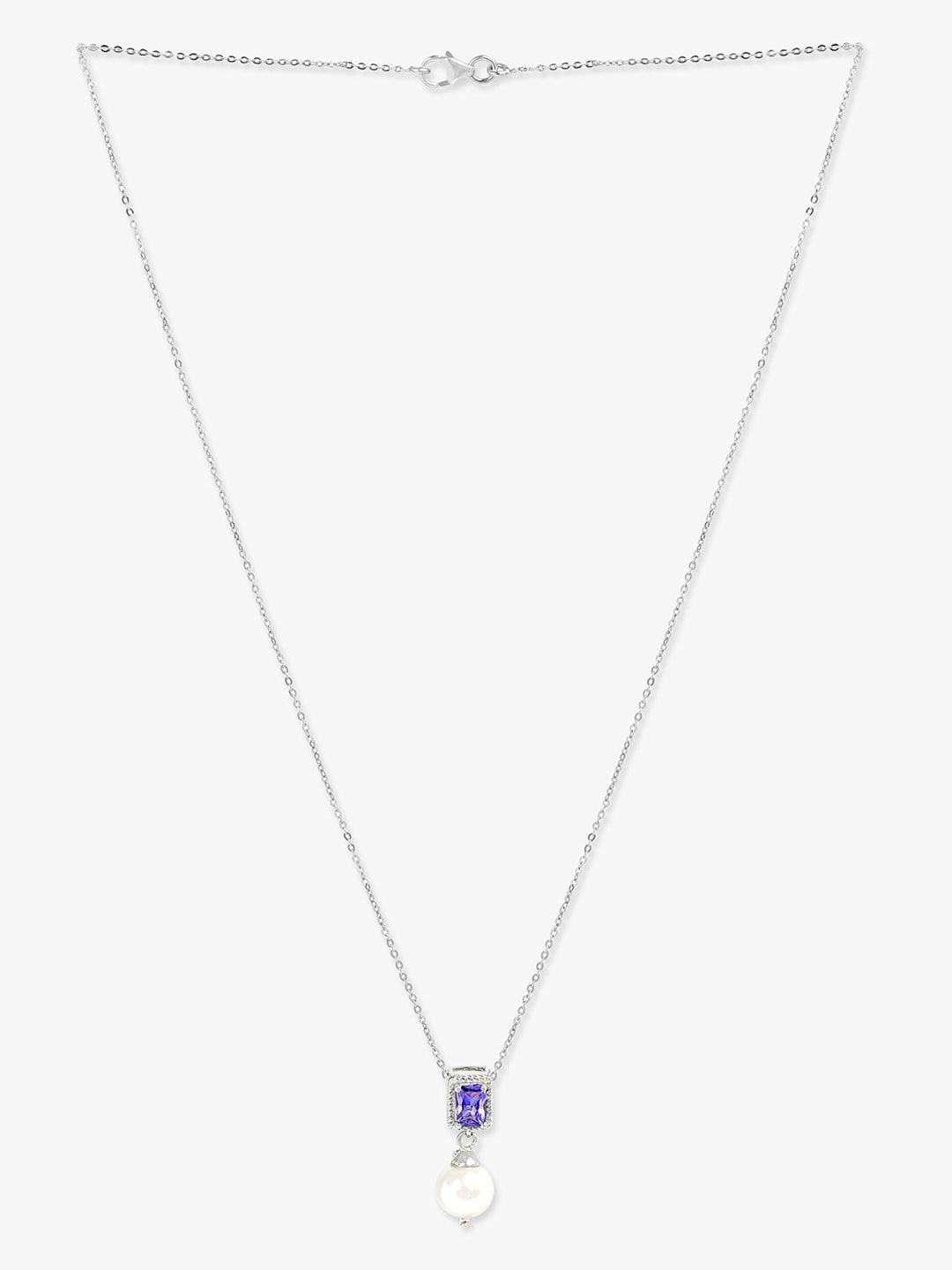 mikoto by fablestreet women purple & white rhodium-plated cubic zirconia chain