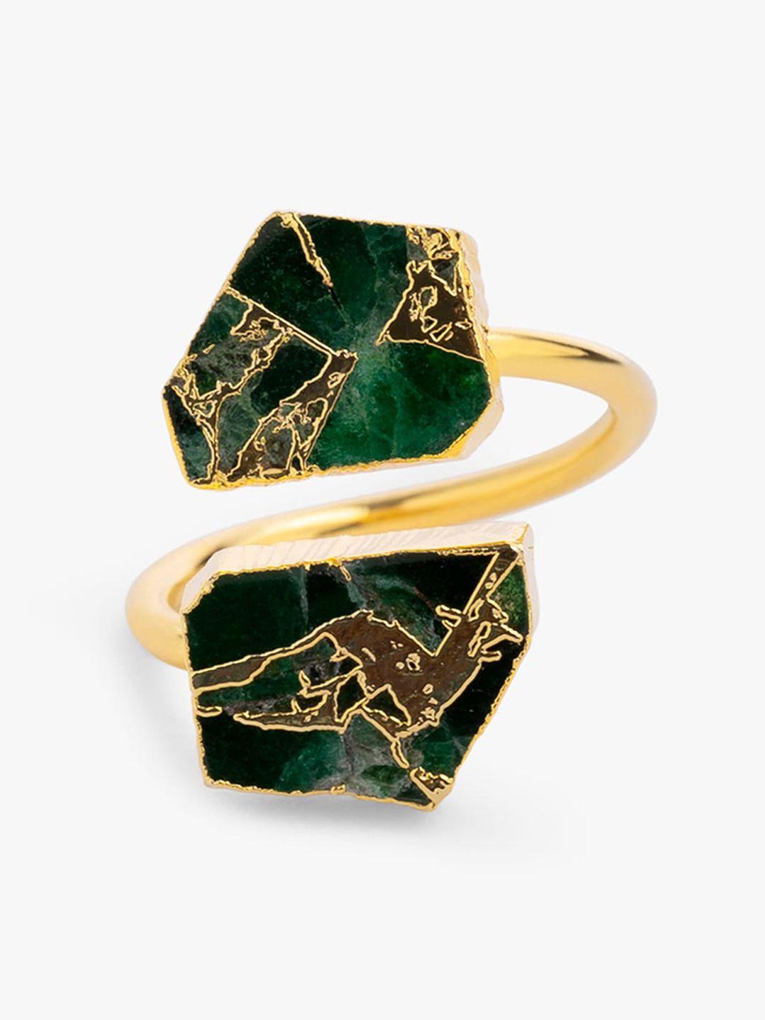 mikoto by fablestreet 18k gold-plated rhodium-plated turquoise ring