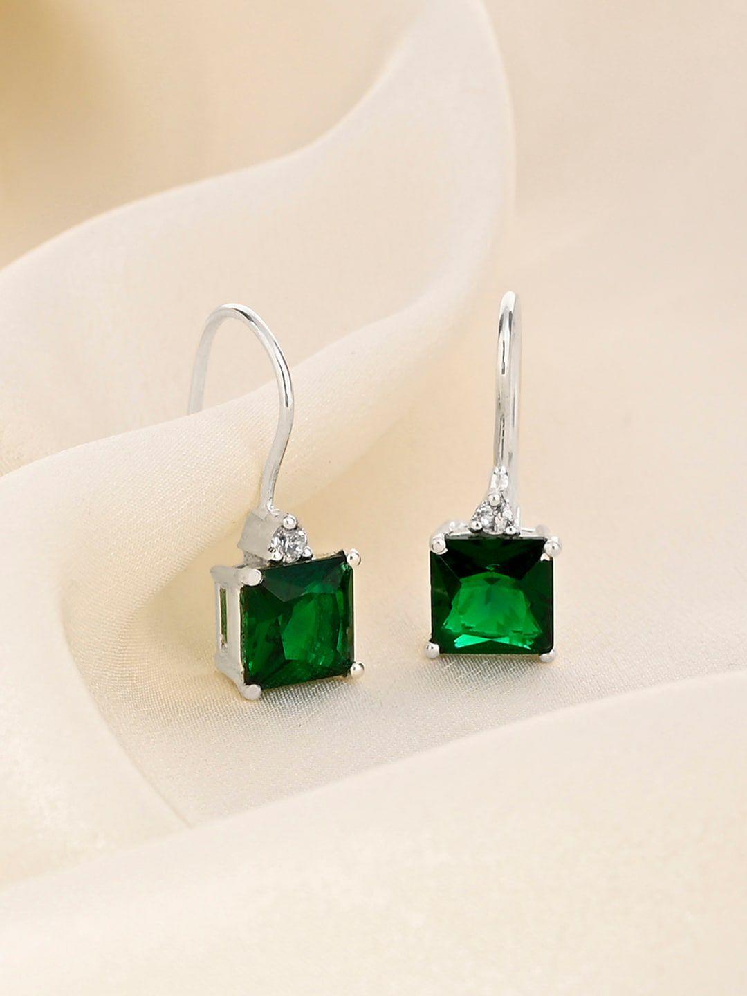 mikoto by fablestreet 925 sterling silver rhodium-plated green zircon handcrafted earrings