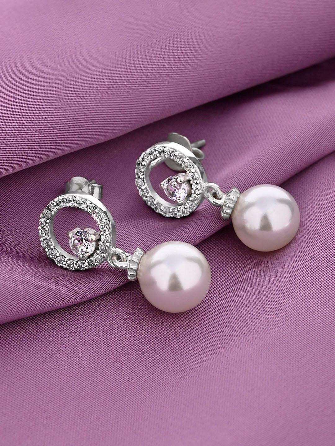 mikoto by fablestreet 925 sterling silver rhodium-plated handcrafted pearl earrings